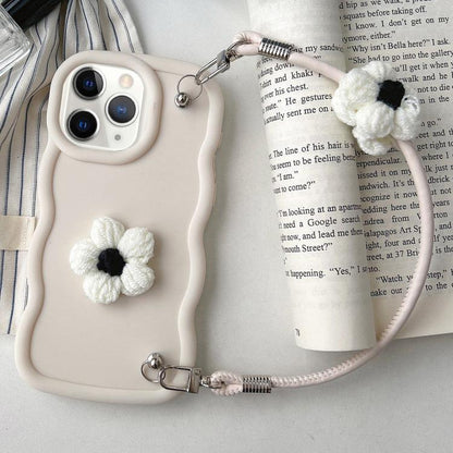 Plush Flower Wavy TPU Phone Case with Lanyard, For iPhone 11, For iPhone 11 Pro, For iPhone X / XS, For iPhone XR
