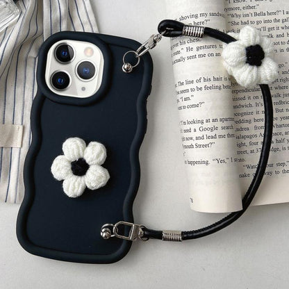 Plush Flower Wavy TPU Phone Case with Lanyard, For iPhone 11, For iPhone 11 Pro, For iPhone X / XS, For iPhone XR