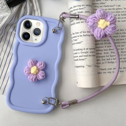 Plush Flower Wavy TPU Phone Case with Lanyard, For iPhone 11, For iPhone 11 Pro, For iPhone X / XS, For iPhone XR