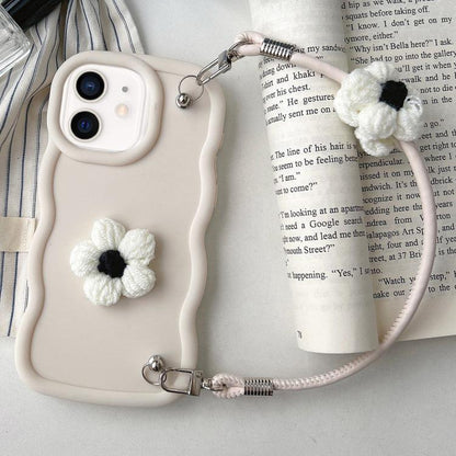 Plush Flower Wavy TPU Phone Case with Lanyard, For iPhone 11, For iPhone 11 Pro, For iPhone X / XS, For iPhone XR