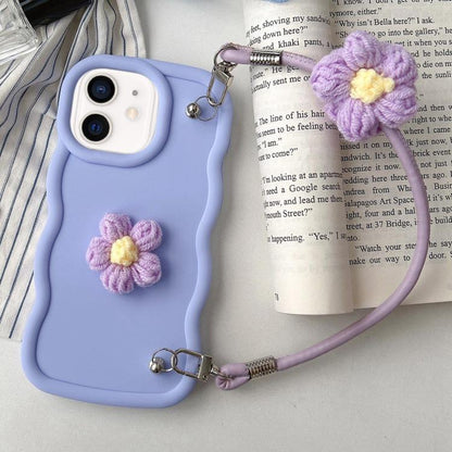 Plush Flower Wavy TPU Phone Case with Lanyard, For iPhone 11, For iPhone 11 Pro, For iPhone X / XS, For iPhone XR