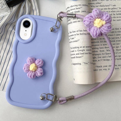 Plush Flower Wavy TPU Phone Case with Lanyard, For iPhone 11, For iPhone 11 Pro, For iPhone X / XS, For iPhone XR