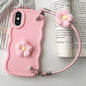 Plush Flower Wavy TPU Phone Case with Lanyard, For iPhone XS Max