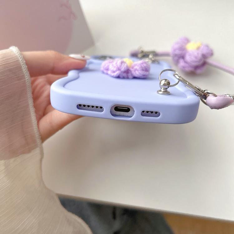Plush Flower Wavy TPU Phone Case with Lanyard, For iPhone XS Max