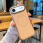 Electroplated PC Side Vegan Leather-Texture MagSafe Phone Case, For iPhone 17 Pro Max, For iPhone 17 Pro, For iPhone 17, For iPhone Air, For iPhone 16 Pro Max, For iPhone 16 Pro