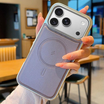 Electroplated PC Side Vegan Leather-Texture MagSafe Phone Case, For iPhone 16, For iPhone 15 Pro Max, For iPhone 15 Pro, For iPhone 15