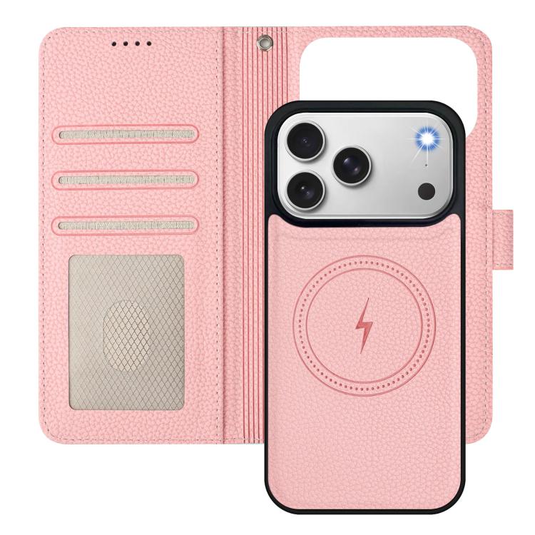 Detachable Litchi Texture Magnetic Side-Patch Vegan Leather Phone Case, For iPhone 17 Pro Max, For iPhone 17 Pro, For iPhone 17, For iPhone Air