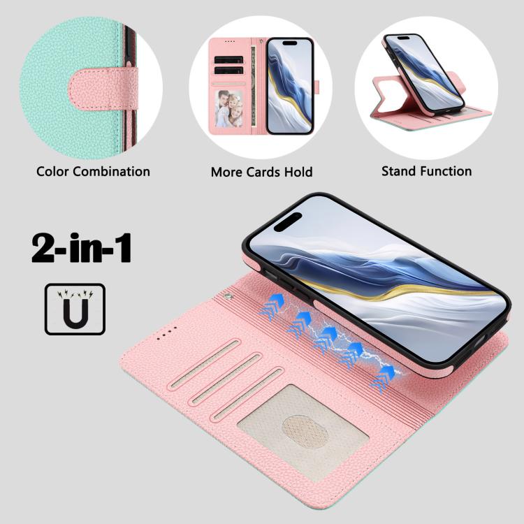 Detachable Litchi Texture Magnetic Side-Patch Vegan Leather Phone Case, For iPhone 17 Pro Max, For iPhone 17 Pro, For iPhone 17, For iPhone Air