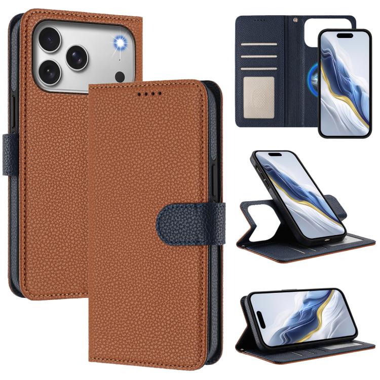 Detachable Litchi Texture Magnetic Side-Patch Vegan Leather Phone Case, For iPhone 17 Pro Max, For iPhone 17 Pro, For iPhone 17, For iPhone Air
