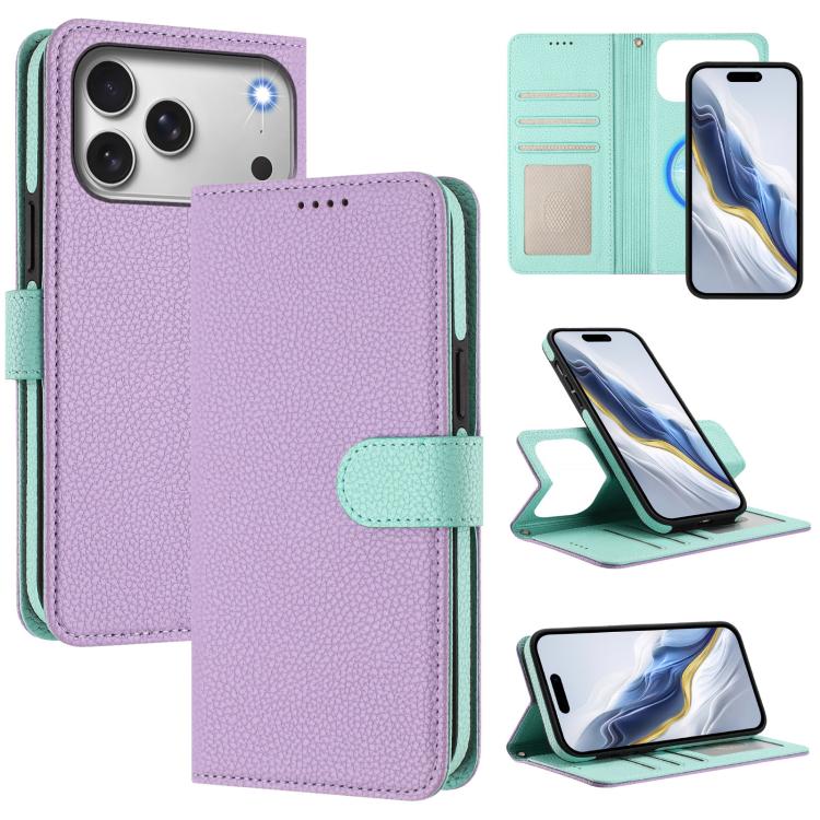 Detachable Litchi Texture Magnetic Side-Patch Vegan Leather Phone Case, For iPhone 17 Pro Max, For iPhone 17 Pro, For iPhone 17, For iPhone Air