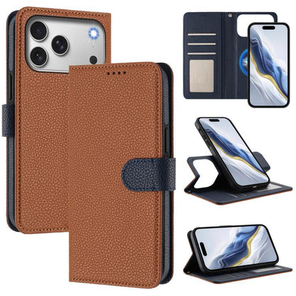 Detachable Litchi Texture Magnetic Side-Patch Vegan Leather Phone Case, For iPhone 17 Pro Max, For iPhone 17 Pro, For iPhone 17, For iPhone Air