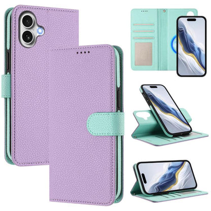 Detachable Litchi Texture Magnetic Side-Patch Vegan Leather Phone Case, For iPhone 17 Pro Max, For iPhone 17 Pro, For iPhone 17, For iPhone Air