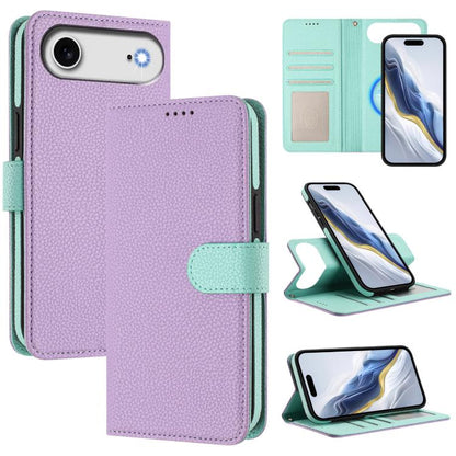Detachable Litchi Texture Magnetic Side-Patch Vegan Leather Phone Case, For iPhone 17 Pro Max, For iPhone 17 Pro, For iPhone 17, For iPhone Air