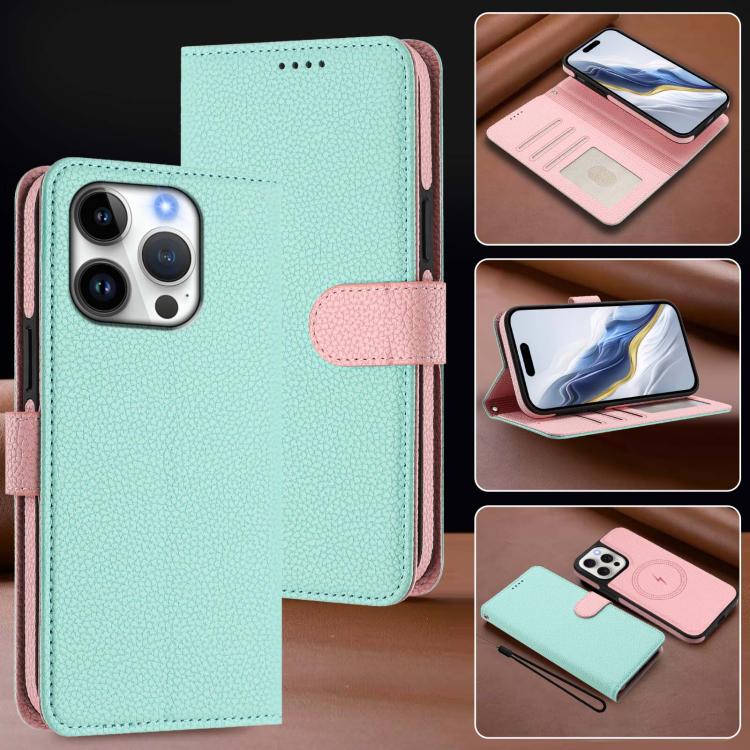 Detachable Litchi Texture Magnetic Side-Patch Vegan Leather Phone Case, For iPhone 16 Pro Max, For iPhone 16 Pro, For iPhone 16 Plus, For iPhone 16
