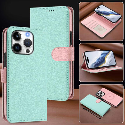 Detachable Litchi Texture Magnetic Side-Patch Vegan Leather Phone Case, For iPhone 16 Pro Max, For iPhone 16 Pro, For iPhone 16 Plus, For iPhone 16