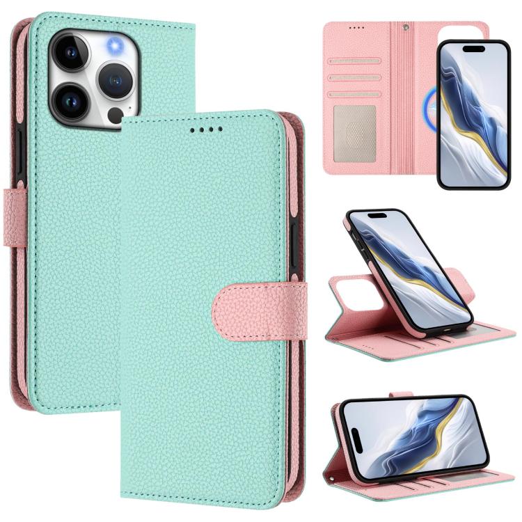 Detachable Litchi Texture Magnetic Side-Patch Vegan Leather Phone Case, For iPhone 16 Pro Max, For iPhone 16 Pro, For iPhone 16 Plus, For iPhone 16
