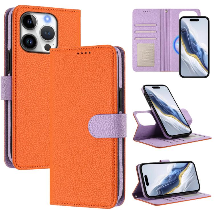 Detachable Litchi Texture Magnetic Side-Patch Vegan Leather Phone Case, For iPhone 16 Pro Max, For iPhone 16 Pro, For iPhone 16 Plus, For iPhone 16