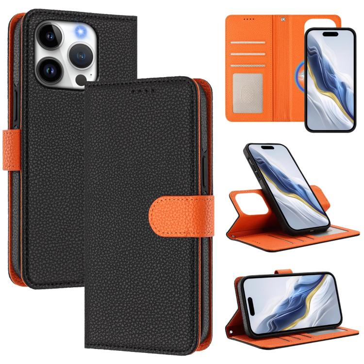 Detachable Litchi Texture Magnetic Side-Patch Vegan Leather Phone Case, For iPhone 16 Pro Max, For iPhone 16 Pro, For iPhone 16 Plus, For iPhone 16