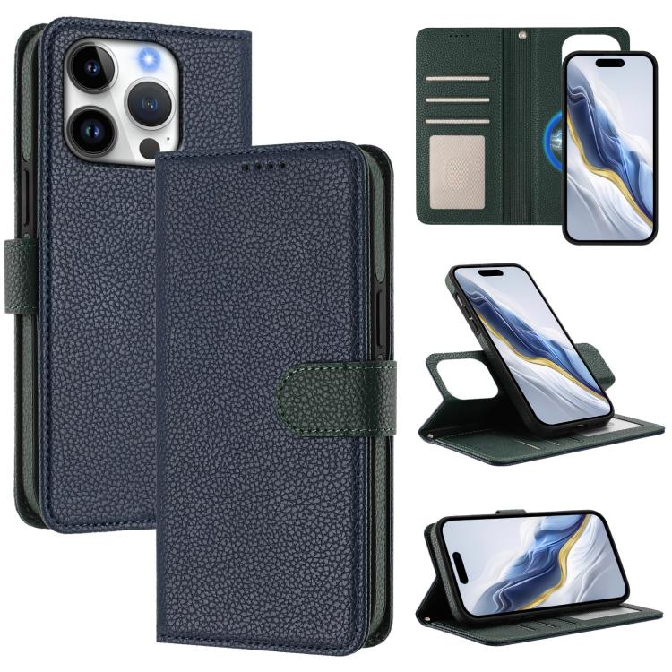Detachable Litchi Texture Magnetic Side-Patch Vegan Leather Phone Case, For iPhone 16 Pro Max, For iPhone 16 Pro, For iPhone 16 Plus, For iPhone 16