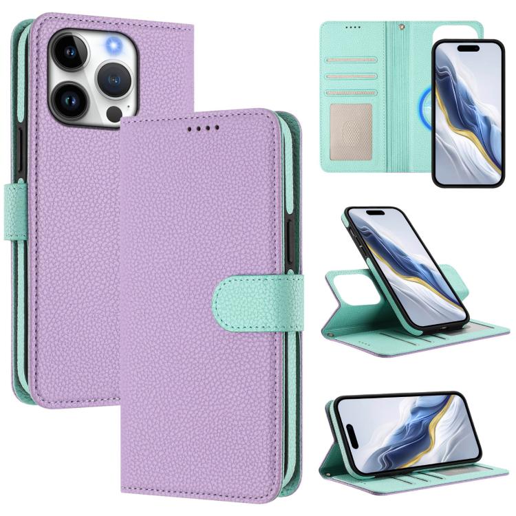 Detachable Litchi Texture Magnetic Side-Patch Vegan Leather Phone Case, For iPhone 16 Pro Max, For iPhone 16 Pro, For iPhone 16 Plus, For iPhone 16