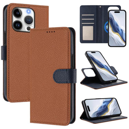 Detachable Litchi Texture Magnetic Side-Patch Vegan Leather Phone Case, For iPhone 16 Pro Max, For iPhone 16 Pro, For iPhone 16 Plus, For iPhone 16