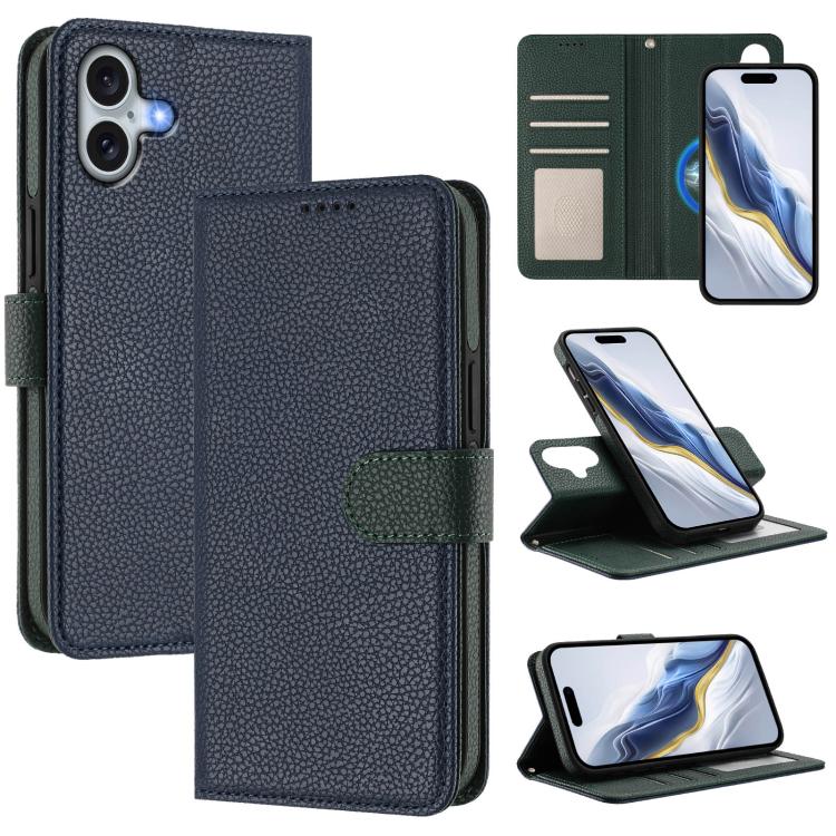 Detachable Litchi Texture Magnetic Side-Patch Vegan Leather Phone Case, For iPhone 16 Pro Max, For iPhone 16 Pro, For iPhone 16 Plus, For iPhone 16
