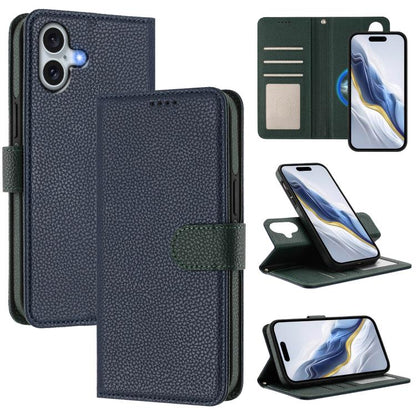Detachable Litchi Texture Magnetic Side-Patch Vegan Leather Phone Case, For iPhone 16 Pro Max, For iPhone 16 Pro, For iPhone 16 Plus, For iPhone 16