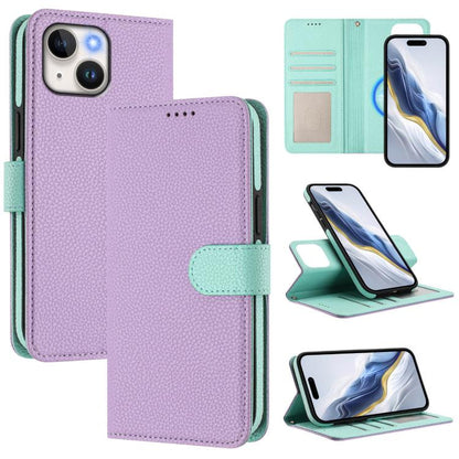 Detachable Litchi Texture Magnetic Side-Patch Vegan Leather Phone Case, For iPhone 15 Pro Max, For iPhone 15 Pro, For iPhone 15 Plus, For iPhone 15