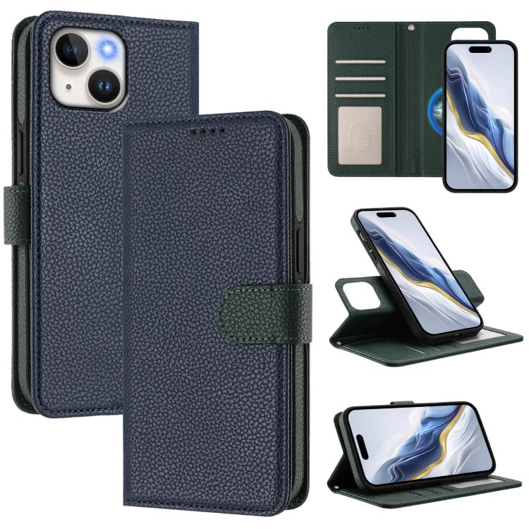 Detachable Litchi Texture Magnetic Side-Patch Vegan Leather Phone Case, For iPhone 15 Pro Max, For iPhone 15 Pro, For iPhone 15 Plus, For iPhone 15