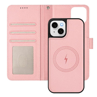 Detachable Litchi Texture Magnetic Side-Patch Vegan Leather Phone Case, For iPhone 14 Plus, For iPhone 14, For iPhone 14 Pro, For iPhone 14 Pro Max