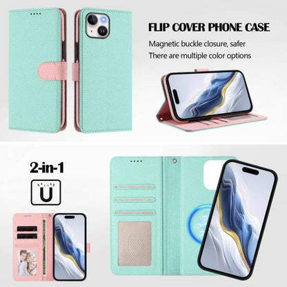 Detachable Litchi Texture Magnetic Side-Patch Vegan Leather Phone Case, For iPhone 14 Plus, For iPhone 14, For iPhone 14 Pro, For iPhone 14 Pro Max
