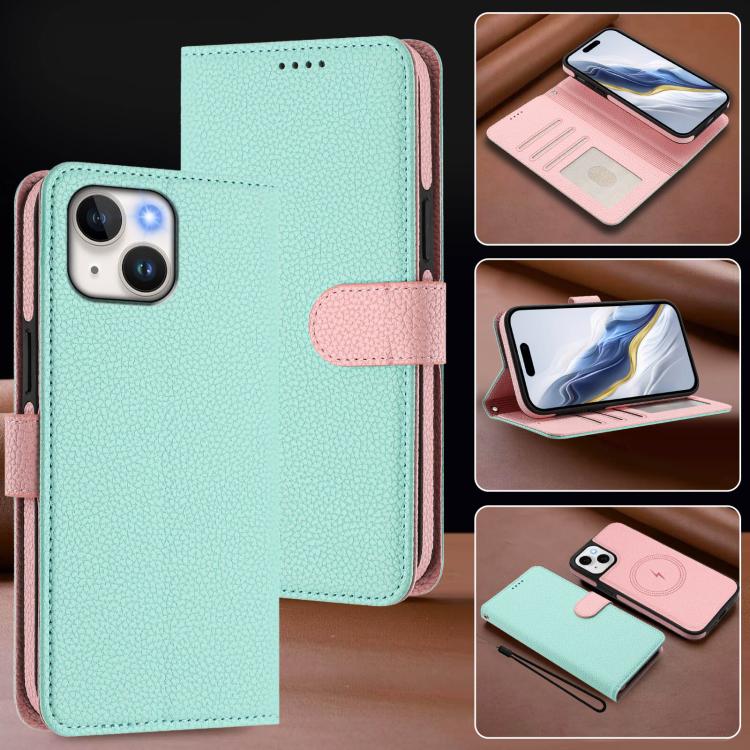 Detachable Litchi Texture Magnetic Side-Patch Vegan Leather Phone Case, For iPhone 14 Plus, For iPhone 14, For iPhone 14 Pro, For iPhone 14 Pro Max