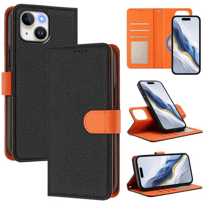 Detachable Litchi Texture Magnetic Side-Patch Vegan Leather Phone Case, For iPhone 14 Plus, For iPhone 14, For iPhone 14 Pro, For iPhone 14 Pro Max