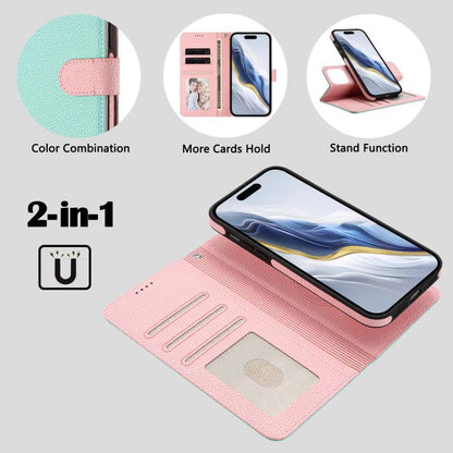 Detachable Litchi Texture Magnetic Side-Patch Vegan Leather Phone Case, For iPhone 13 Pro Max, For iPhone 13 Pro, For iPhone 13, For iPhone 12 / 12 Pro
