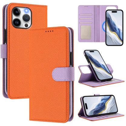 Detachable Litchi Texture Magnetic Side-Patch Vegan Leather Phone Case, For iPhone 13 Pro Max, For iPhone 13 Pro, For iPhone 13, For iPhone 12 / 12 Pro