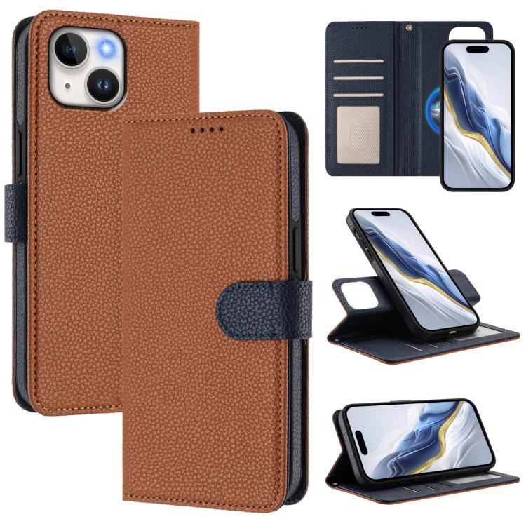 Detachable Litchi Texture Magnetic Side-Patch Vegan Leather Phone Case, For iPhone 13 Pro Max, For iPhone 13 Pro, For iPhone 13, For iPhone 12 / 12 Pro