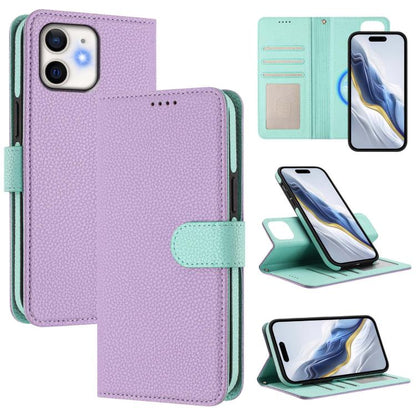 Detachable Litchi Texture Magnetic Side-Patch Vegan Leather Phone Case, For iPhone 13 Pro Max, For iPhone 13 Pro, For iPhone 13, For iPhone 12 / 12 Pro