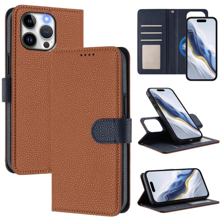 Detachable Litchi Texture Magnetic Side-Patch Vegan Leather Phone Case, For iPhone 12 Pro Max, For iPhone 11 Pro Max, For iPhone 11, For iPhone 11 Pro