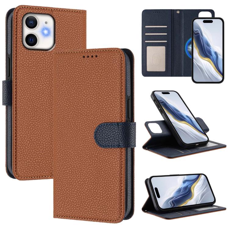Detachable Litchi Texture Magnetic Side-Patch Vegan Leather Phone Case, For iPhone 12 Pro Max, For iPhone 11 Pro Max, For iPhone 11, For iPhone 11 Pro