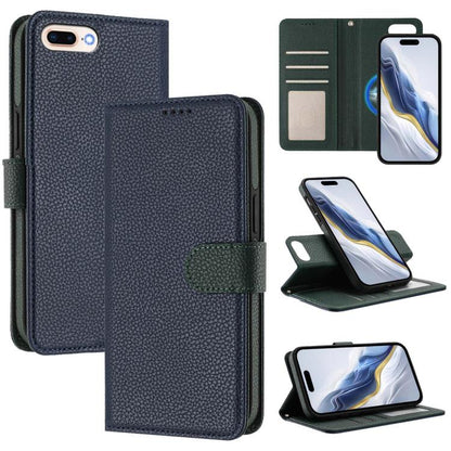 Detachable Litchi Texture Magnetic Side-Patch Vegan Leather Phone Case, For iPhone 8 Plus / 7 Plus