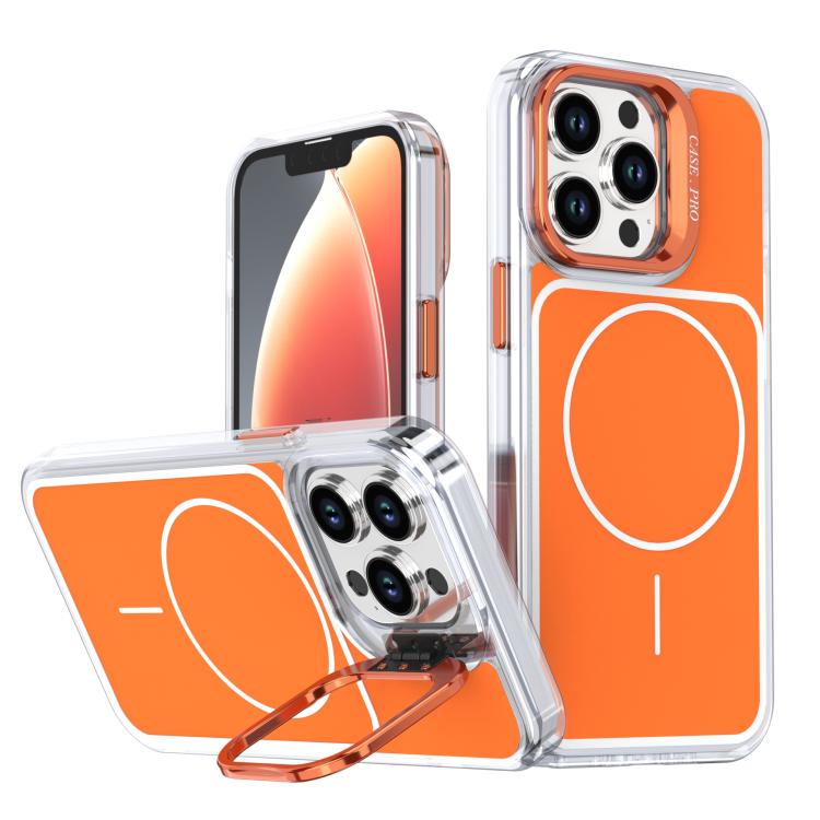 Bright Color Blocking Camera Bracket Magnetic Phone Case, For iPhone 13 Pro Max, For iPhone 13 Pro