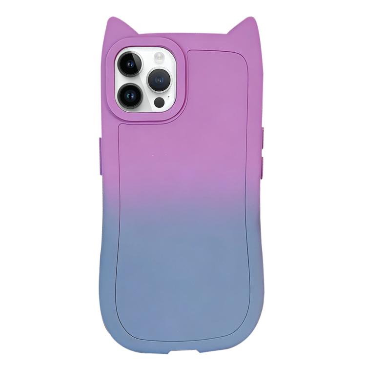 Gradient Cat Ear Design TPU Phone Case, For iPhone 16 Pro, For iPhone 16 Plus, For iPhone 16, For iPhone 15 Pro Max