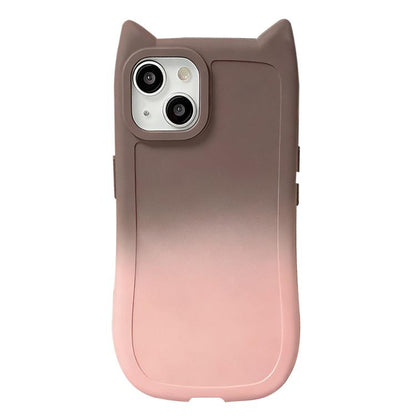 Gradient Cat Ear Design TPU Phone Case, For iPhone 15 Pro, For iPhone 15 Plus, For iPhone 15, For iPhone 14 Plus