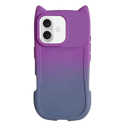 Gradient Cat Ear Design TPU Phone Case, For iPhone 16 Pro, For iPhone 16 Plus, For iPhone 16, For iPhone 15 Pro Max
