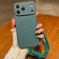 Solid Color Liquid Silicone Magnetic Phone Case with Lanyard, For iPhone 17 Pro Max