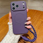 Solid Color Liquid Silicone Magnetic Phone Case with Lanyard, For iPhone 17 Pro Max