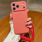 Solid Color Liquid Silicone Magnetic Phone Case with Lanyard, For iPhone 17 Pro Max