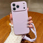Solid Color Liquid Silicone Magnetic Phone Case with Lanyard, For iPhone 17 Pro Max