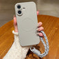 Solid Color Liquid Silicone Magnetic Phone Case with Lanyard, For iPhone 17