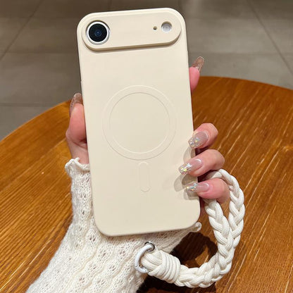 Solid Color Liquid Silicone Magnetic Phone Case with Lanyard, For iPhone Air